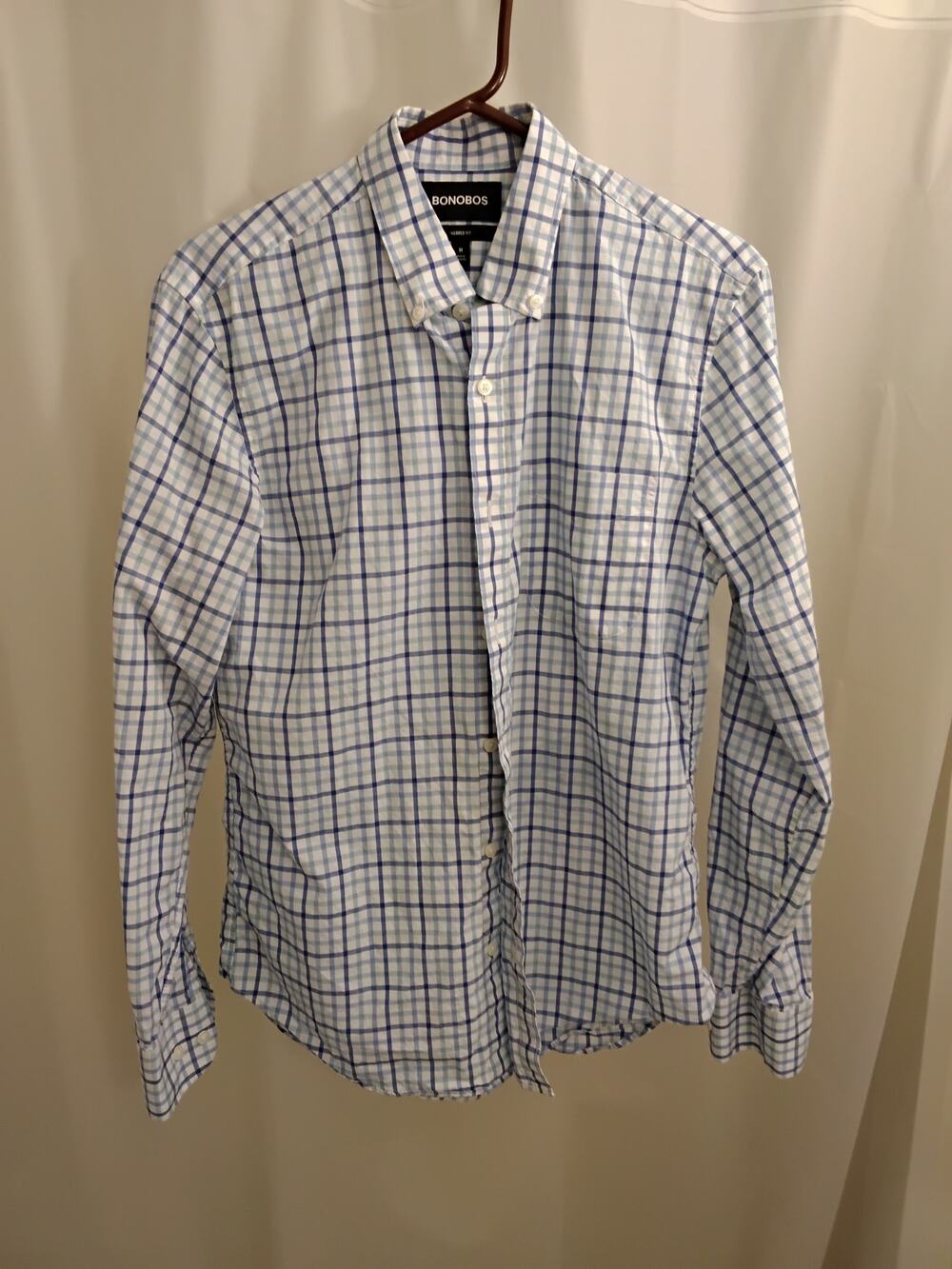 Bonobos Everyday Plaid  Cotton Dress Shirt, size M